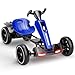 12V Electric Kids Pedal Go Kart, Folder Go Cart, Outdoor Go Karts Ride on Toy with Adjustable Seat, 4 Non-Slip EVA Wheels for Boys and Girls for Age 3-8 Years Old (Blue)