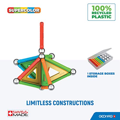 Geomag Supercolor Blocs de Constructions Magnétiques pour Enfants Jeu et Jouet en Forme de Cube Collection 100% Plastique Recyclé 35 pièces - vue 3