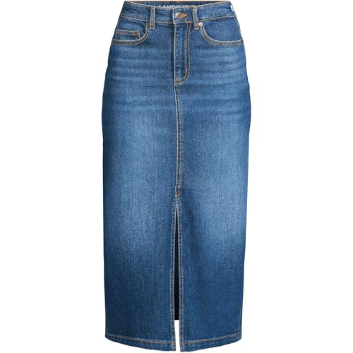 Lands' End Women's Soft Denim Midi Column Skirt3