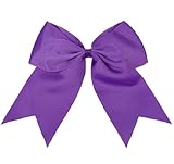 Big Purple Hair Bows - 8 Inch Cheerleading Bows for Girls & Women - Softball & Cheerleader Costumes, Festivals, Birthday Parties