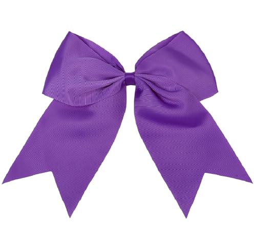 Big Purple Hair Bows - 8 Inch Cheerleading Bows for Girls & Women - Softball & Cheerleader Costumes, Festivals, Birthday Parties