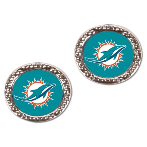 WinCraft Women's Miami Dolphins Round Post Earrings