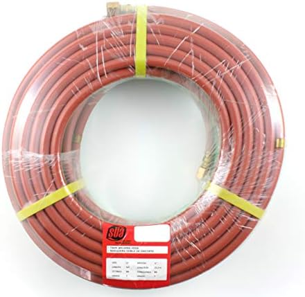 50 FEET Grade "T" - 1/4" OxyFuel Welding & Cutting Twin Hose with BB Fittings - SÜA