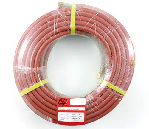 50 Feet Grade "T" - 1/4" Oxyfuel Welding & Cutting Twin Hose With Bb Fittings - Süa #TOP2