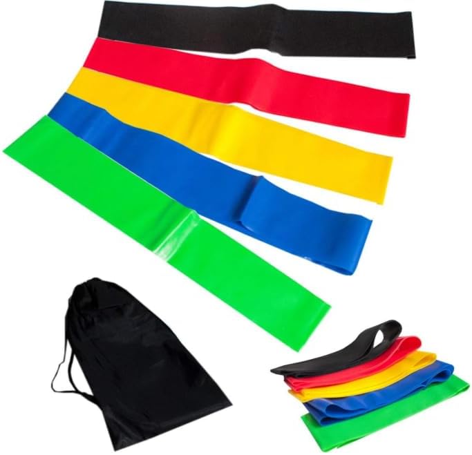 Faixa Elástica Pood Resistance Loop Bands – Kit com 5 Faixas Super Band Extensores para Yoga, Treino Funcional e Fitness