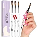 Saviland 3pcs Acrylic Nail Brush Set, Size 8/10/14 Kolinsky Acrylic Nail Brushes for Acrylics Application, Acrylics Powder Nails Art Extension with Black & White Handle for Beginner & Professional