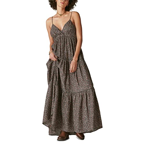 Lucky Brand Women's Paisley Tiered Maxi Dress, Raven Multi, Large