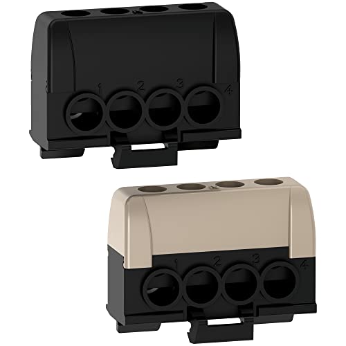 Schneider Electric - Resi9 - lot de 2 borniers phase - 1 x gris 1 x noir - 4 trous 16mm² - R9H13405P