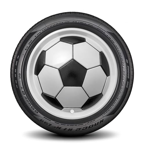 Image of LYDS Soccer Futbol White Black Universal 15 inch Premium ABS Hubcap Wheel Cover Replacement Set of 4 - SWC-15W