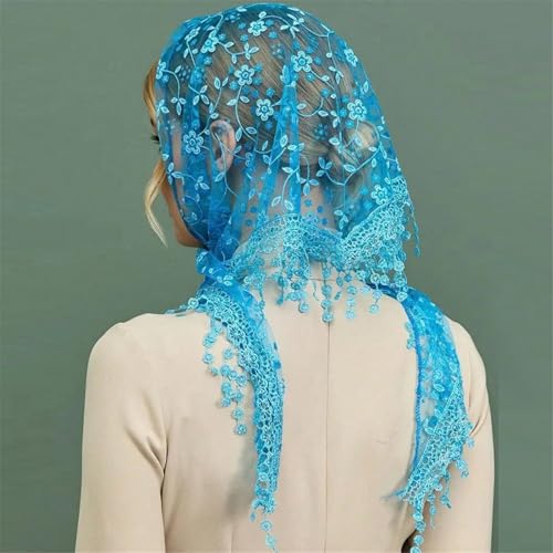 Fashionable Triangular Head Scarf With Elegant Flower Pattern Fringed Lace Head Wrap For Youth Women Vacation Headdress 5
