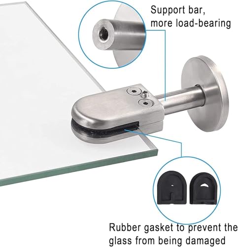 Abrazaderas de cristal ajustables en acero inoxidable para suelo y barandillas 7