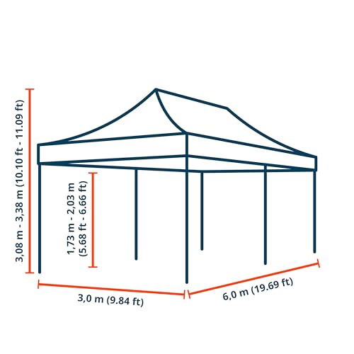 TOOLPORT Faltpavillon Faltzelt Pavillon 3x6m - 2 Seitenteile Aluminium 32mm Partyzelt 700N grau