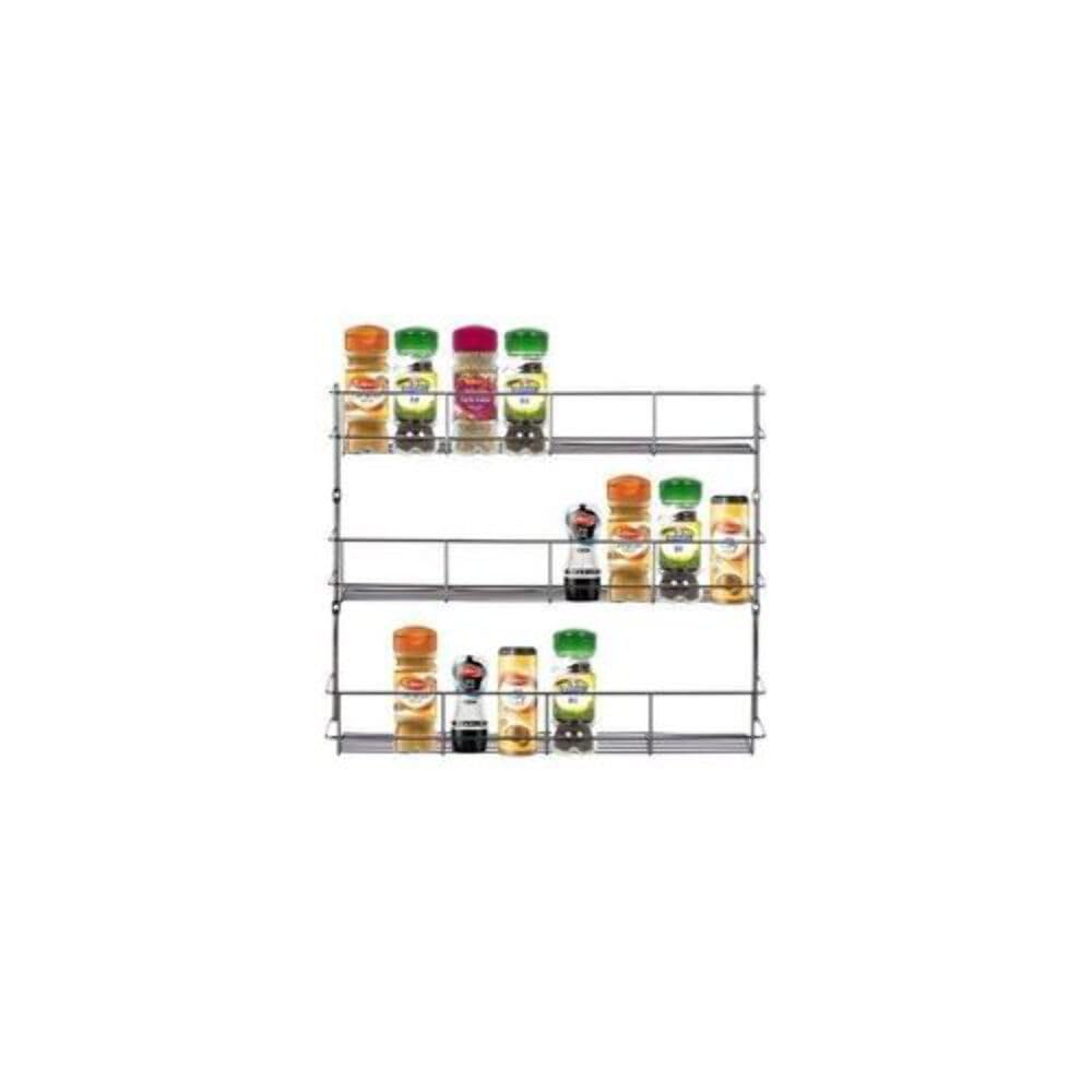 NeoChrome Steel Shelves Tier Spice Rack Jar Holder for Wall or Kitchen Cupboard Cabinet Storage Organiser (3 Tier)