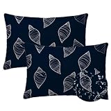 Buitenkussen, waterdicht, 30 x 50 cm, rechthoekig, set van 2 kussenslopen, schelpkussens, waterdicht, linnen, buitenkussen, tuin, balkon, decor S-450