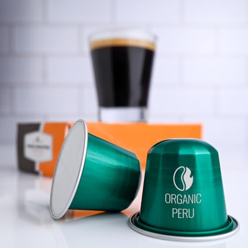 Image of Fresh Roasted Coffee, Organic Peru Espresso Capsules for Nespresso OriginalLine, Medium, USDA Organic, 3rd Party Tested for Mold, Mycotoxin & Pesticides, Kosher, 60 Recyclable Aluminum Capsules