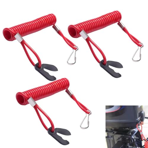 Corde de sécurité pour moteur hors-bord - 3PCS Longe de clé d'interrupteur d'arrêt d'urgence pour bateaux à moteur, sécurité essentielle pour l'arrêt d'urgence du moteur