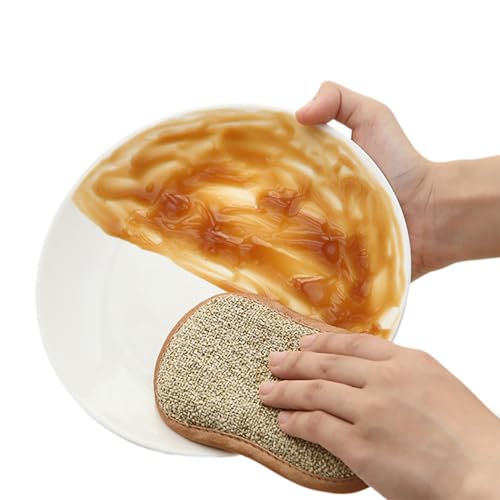 2 Packs Dual-Sided Scrub Sponges, Dishwashing Sponges for Kitchen (2, Khaki)