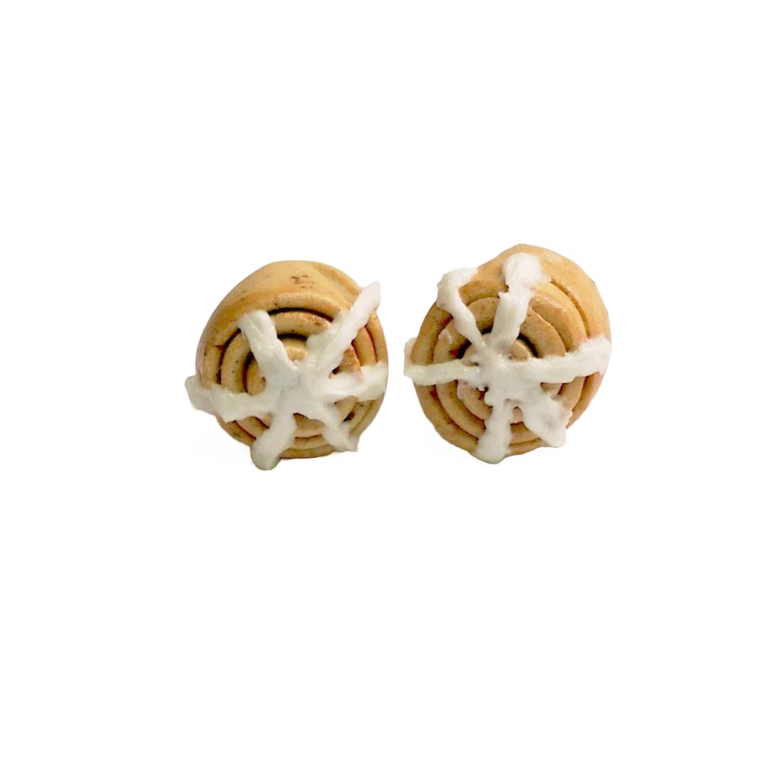 Cinnamon Roll Bun with Icing Earrings Faux Food Drink