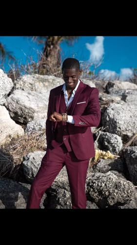 3 Piece Slim Fit Suits for Men Classic 2 Button Prom Suits Men Peak Lapel Wedding Groomsmen Blazer Vest Pants Sets3