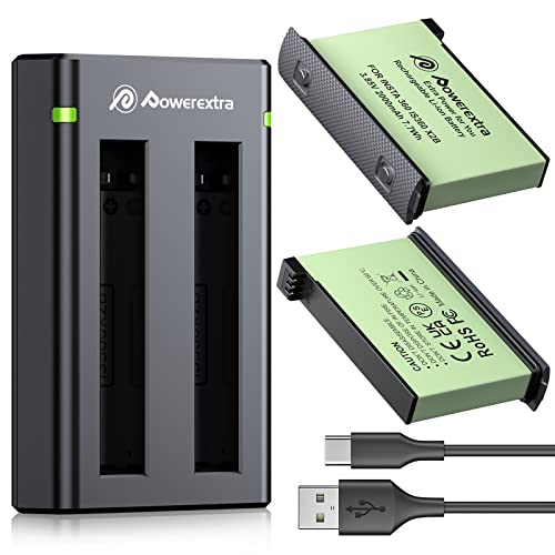 Powerextra Insta360 ONE X2 Battery 2 Pack 2000mAh with Dual USB Charger Compatible with Insta360 ONE X2 Action Camera