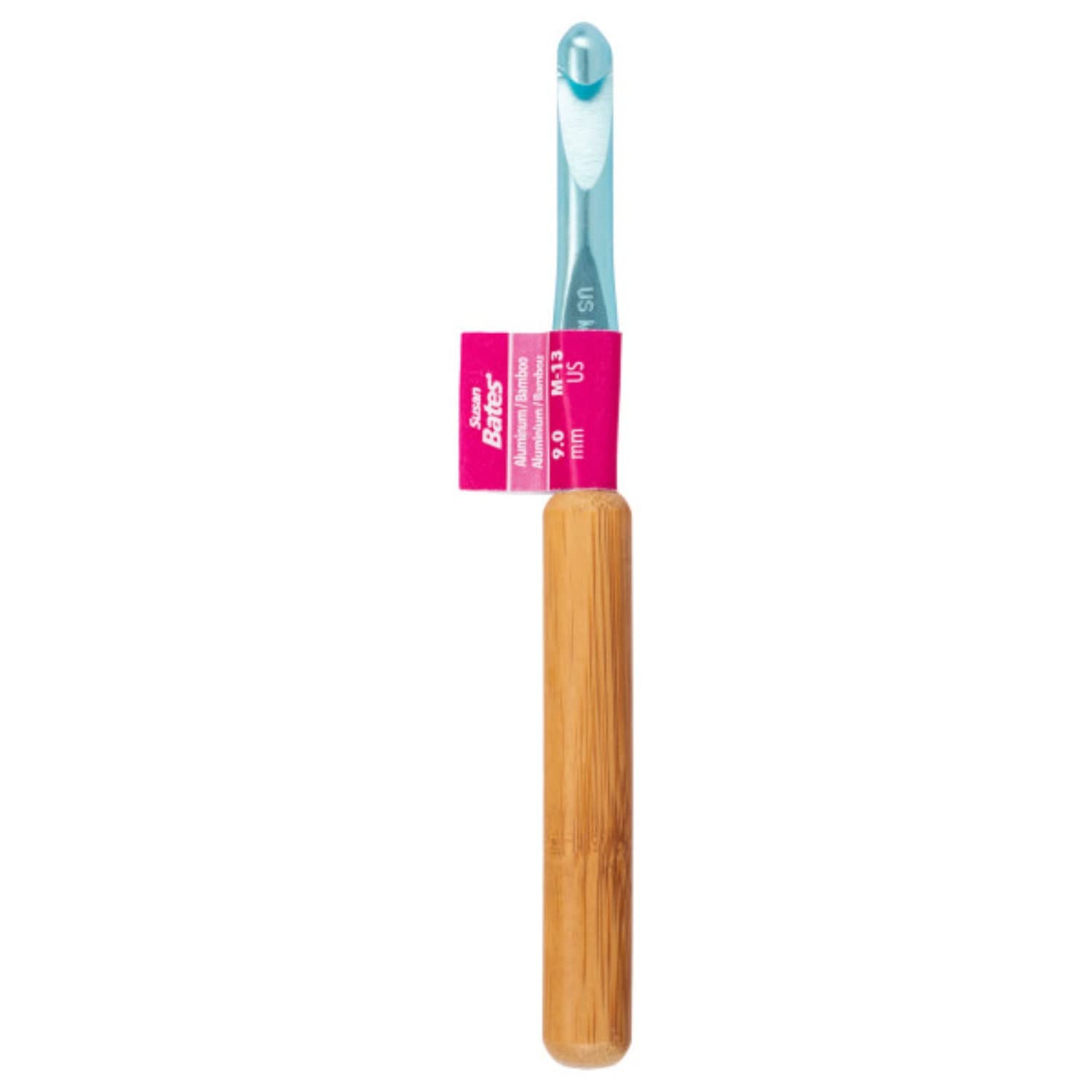 Susan Bates Silvalume Bamboo Handle Aluminum Crochet Hook-Size M13/9mm