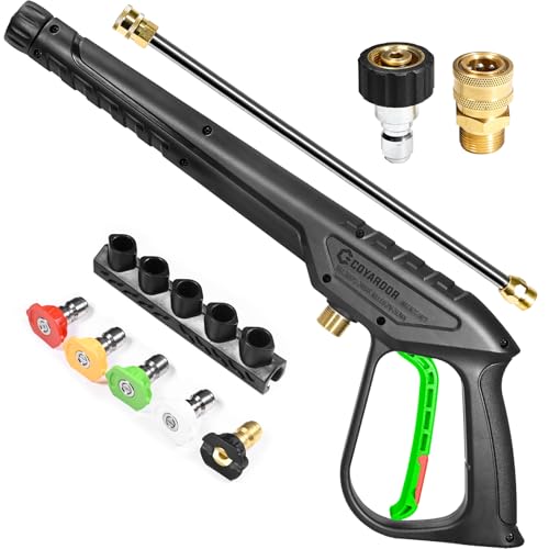 Coyardor Pressure Washer Gun 3600 PSI with Extension Wand Nozzle Holder & 5 Spray Tips M22-14mm Fitting Replacement for Ryobi Karcher Honda Greenworks Briggs & Stratton Gas Power Washer