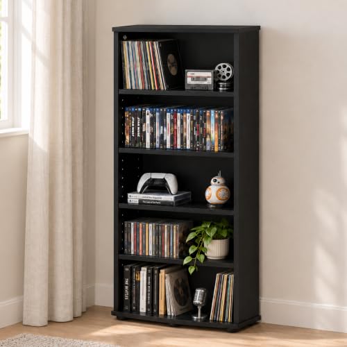 Adjustable 5-Tier Open Shelf for Mixed Media