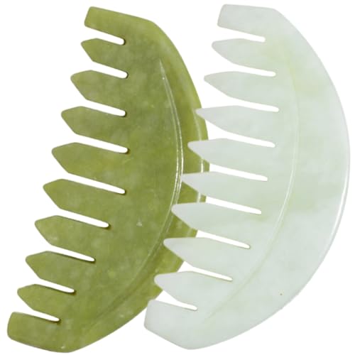 HAPINARY 2 Peines De Masaje De Jade Para El Cuero Cabelludo, Cepillo De Masaje Para El Cabello, Peine Masajeador Multifuncional Para El Cuero Cabelludo.