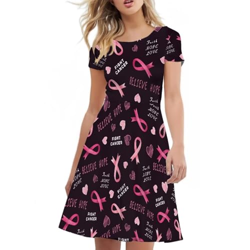 Image of POLERO Sunflower Dress for Women Floral Summer Dresses Short Sleeve Casual Sundresses Midi Dresses