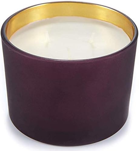 HEITMANN DECO Christmas - Round decorative candle with three wicks - Red burgundy glass candle holder with gold lacquered interior