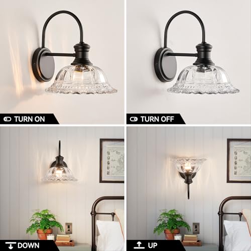 Image of HDDFL Wall Scones Matte Black Wall Lighting Fixture Modern Indoor Lamp for Bedroom Living Room Door Header