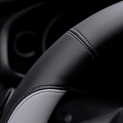 Image of Valleycomfy Microfiber Leather Steering Wheel Covers Universal 15 inch (Gray)
