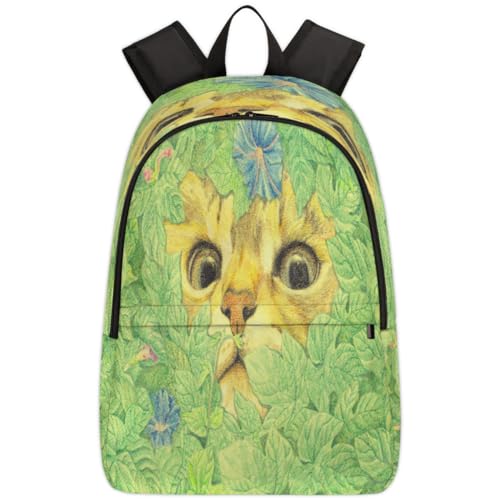 Sac à dos 17,4L motif fleurs feuilles chat pour fille et garçon