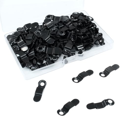 Image of Hordion 100Pcs Picture Frame Turn Buttons Fasteners with Screws, Black | Photo Frame Backing Clips, Picture Frame Hardware for Hanging Pictures Photos Drawings and Posters