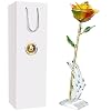 AliveRose for Wife, 24K Gold Rose Made from Real Rose – Unique Design 24K Dipped Rose for Valentines Mothers Day Birthday Gifts (Rainbow Rose with Stand)