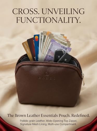 Image of Cross Leal Pouch | Premium Brown Textured Accessory Case & Coin Purse