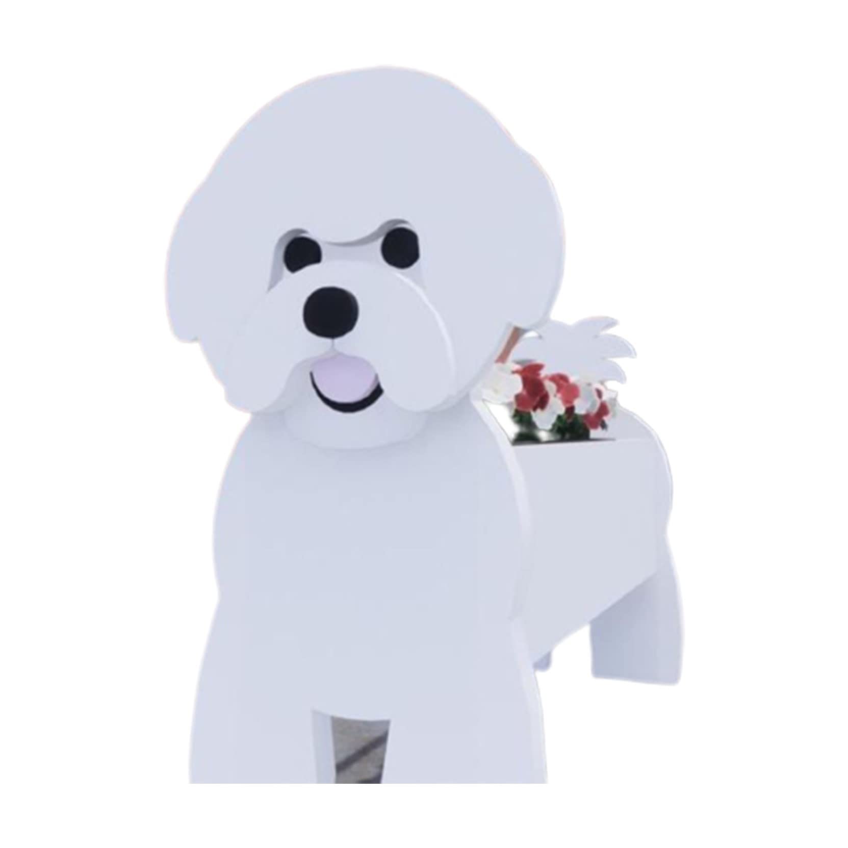 HLASMSPE Pichon Frise Planter Plant Pot, Flower Pot For Garden Decora, Small Pupy Gifts for Women, Dog Shape Plant Container Holder Dog Storage Box, 34 * 24cm