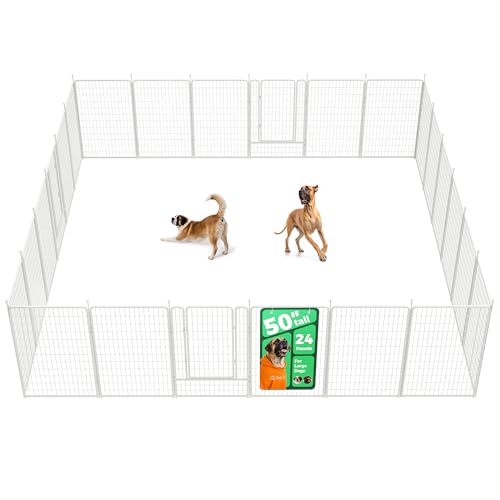 Image of FXW Rollick Unleashed Dog Playpen for Indoor, Yard, RV Camping, 50 inch 24 Panels for Large Dogs, White│Patented