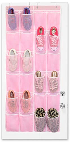Simple Houseware 24 Pockets - 2Pk 12 Large Pockets Over Door Hanging Shoe Organizer, Pink #TOP1