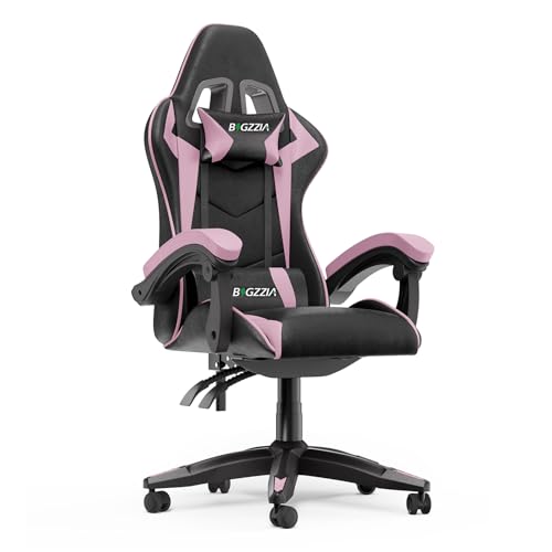 Ergonomic Gaming Chair with Adjustable Height, Reclining Feature, Headrest, and Lumbar Support for Adults (Basics, Black/Pink)