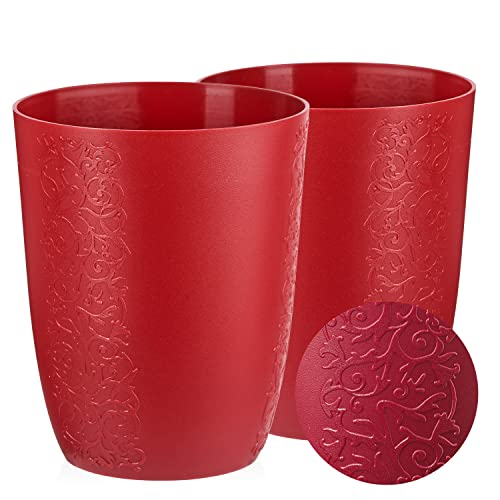 Tymar Blumentopf, 2er-Pack, Orchideentopf, Blumenkübel für Orchidee, Pflanzentopf aus Kunststoff, Moderne, schlanke, Runde Form (Rot, ø 12,5 cm)