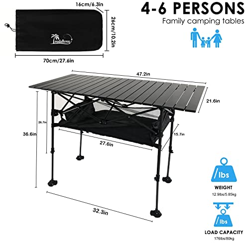 LEADALLWAY Mesa de Camping Ajustable de Aluminio 47" L x 22" W miniatura 3