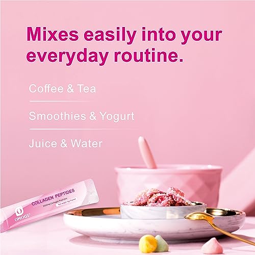 Image of OMOGS Collagen Peptides Powder, with Prebiotics & Cranberry Extract -Hydrolyzed Collagen Peptides Support Hair, Skin, Nail, Bone & Digestive Health, Grass Fed, Non-GMO, for Women & Men