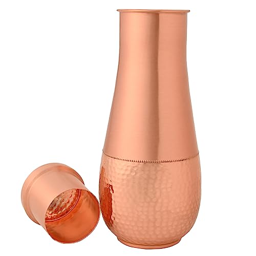Pure Copper Bed Side Carafe for Ayurveda Health Benefits - 1800 Ml Capacity, Bronze - Image 3