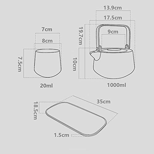 SXLCKJ Juegos de té de Porcelana, Servicio de té para Adultos Hecho a Mano para el hogar con Bandeja, para té, café, té… - Imagen 3
