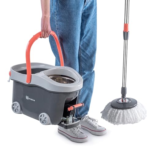 KADAX Juego completo de mopa con mango telescópico y cubo con función de escurridor, fregona con cubo de limpieza, limpiador para limpieza de suelos - imagen 5