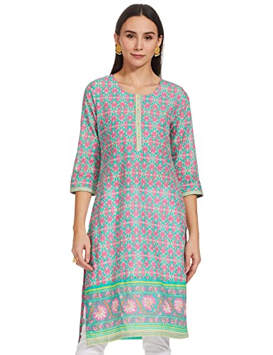 Image of Rangriti Womens Round Neck Printed Kurta