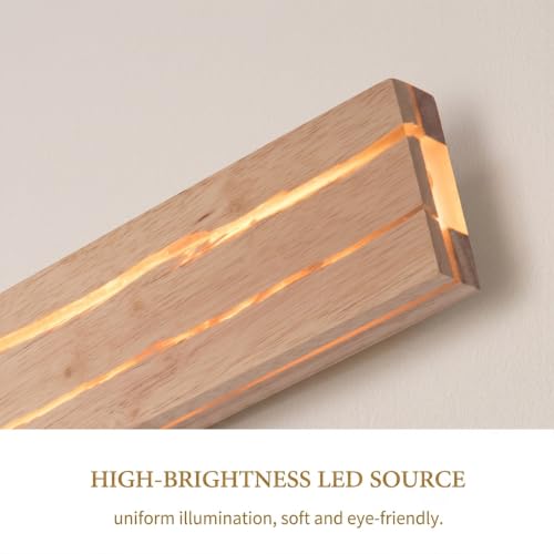 Lámparas de pared nórdicas con apliques LED verticales regulables de madera 7