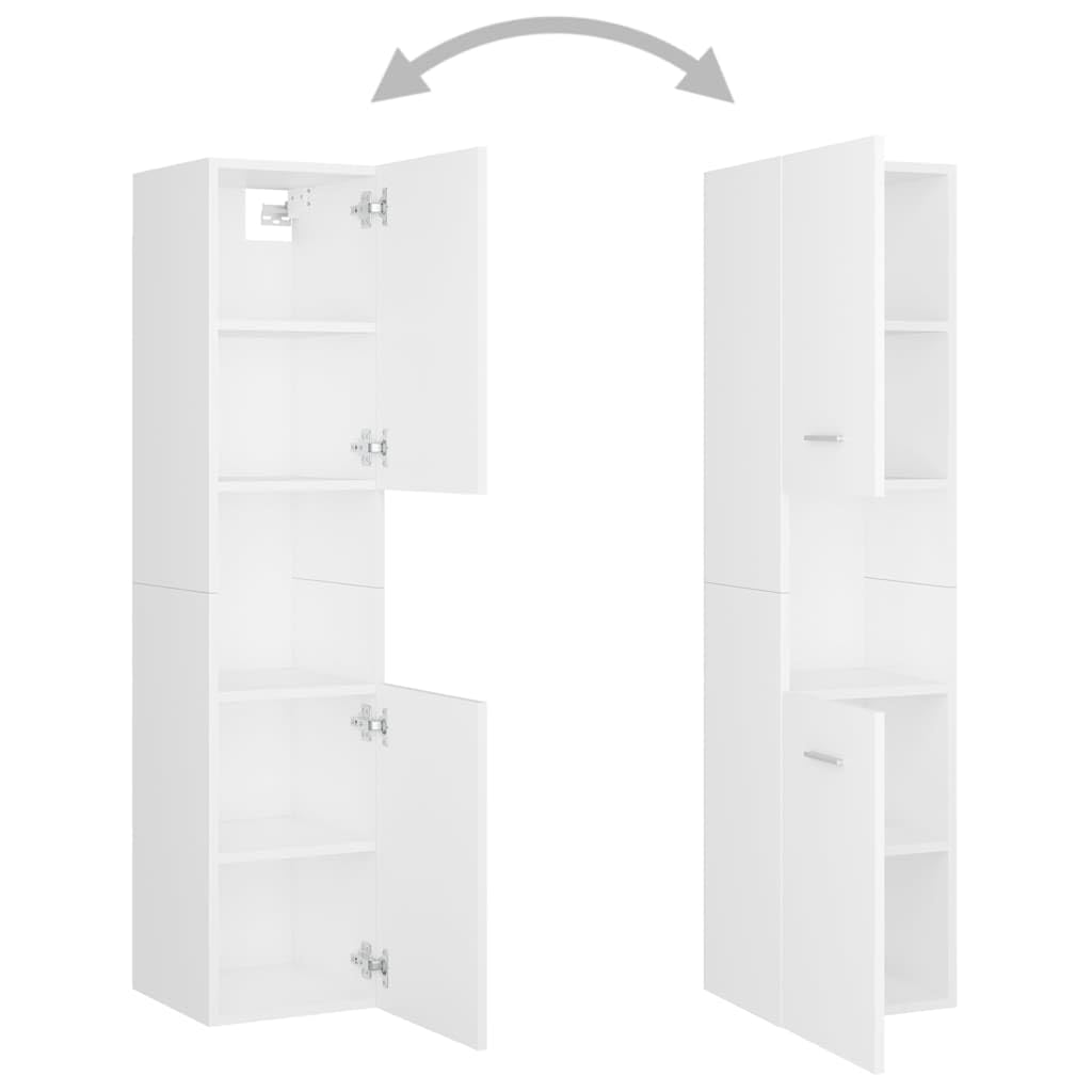 vidaXL Mobile da Bagno Bianco 30x30x130 cm in Legno Multistrato
