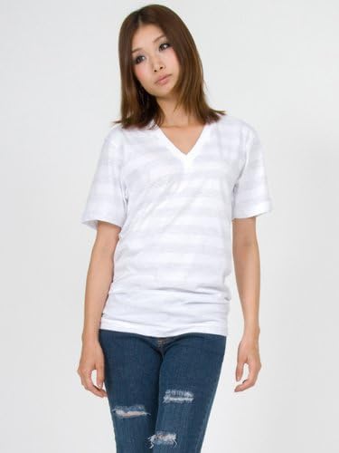 Amazon アメリカンアパレル American Apparel Vネック Tシャツ V Neck アメアパ メンズ レディース Xs Ash White Stripe Tシャツ カットソー 通販